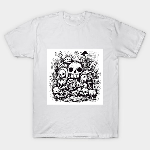 Halloween skull doodle T-Shirt by beangeerie